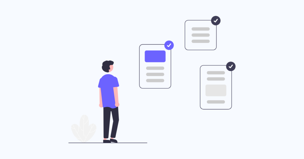 仮想通貨初心者が取引所を選ぶときに確認すべき4つのポイントをチェックしているイメージ